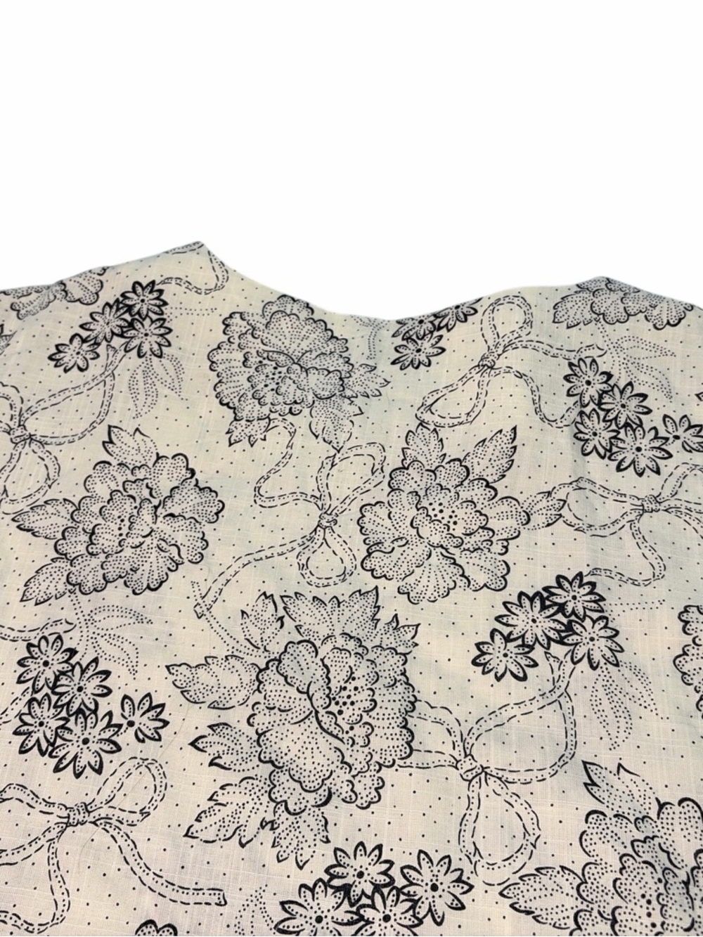 Bobbi’s Closet Women 16 Short Sleeve Top/Off White/blue Floral Print/Boatneck - Picture 6 of 8